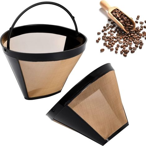 2PCS Filtre Café Permanent Filtre,Inoxydable Filtres à Style Cône Numéro 4,100 Mailles Filtre à Café Réutilisable pour la Filtration du Café et du Thé (1/5)