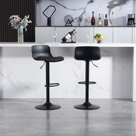 Lot de 2 tabourets de bar pivotants réglables en hauteur 360° noirs HAVRYA (1/5)