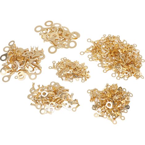 Assortiment de 540 cosses en laiton pour câbles électriques, avec boîte de rangement, tailles M3, M4, M5, M6, M8 et M10. (1/5)