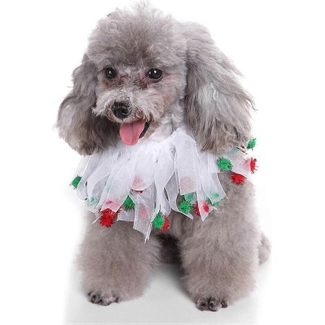 Collar navideño para mascotas con cinta, 4 unidades, colores surtidos, poliéster. (1/5)