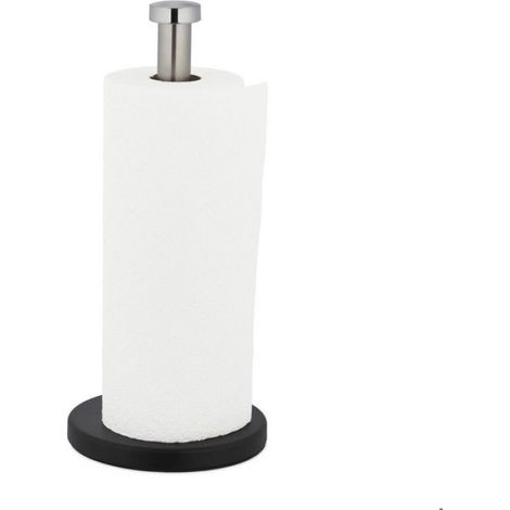 Support Essuie-Tout - Acier Inoxydable - Pour Plan De Travail Cuisine - 33 x 15 cm - Argenté Noir - 1 Pièce (1/5)