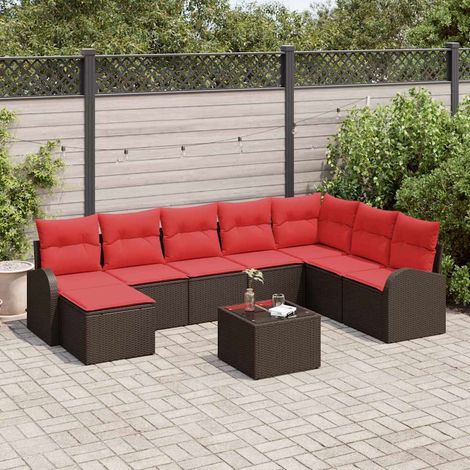 Set Divano da Giardino 9 pcs Marrone Rattan in Polipropilene vidaXL (1/5)