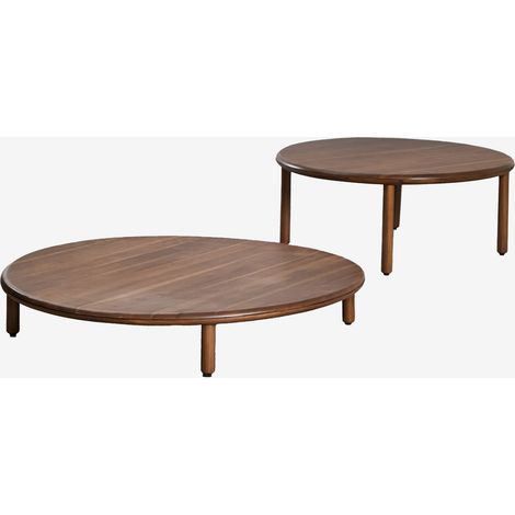 SKLUM 2er-Set runder Couchtische aus Olivia-Akazienholz Akazienbraun dunkel