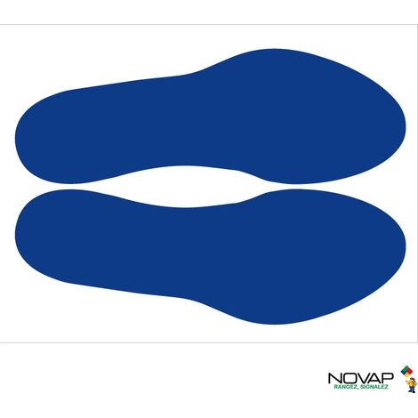 Lot de 10 adhésifs marquage au sol - Empreinte de pas bleu 300 x 100mm - 4003351 (1/5)