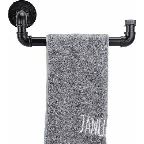 Porte-serviettes mural industriel en forme de tuyau pour cuisine, salle de bain 12.5X4.5X4.5in noir (1/4)