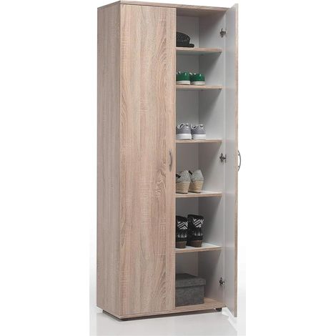 Scarpiera Salvaspazio Rovere in Legno 2 Ante 70x34x176 cm