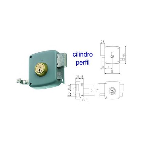 Serrure saillante MCM 2525P-100-Profil de cylindre peint à gauche