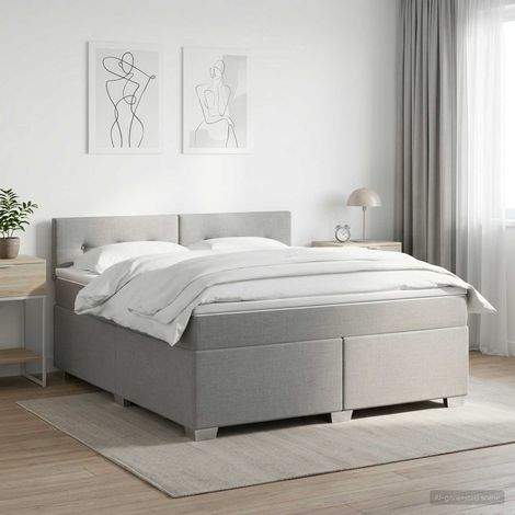 Cama box spring con colchón Gris Claro 160 x 200 cm Tela (1/5)