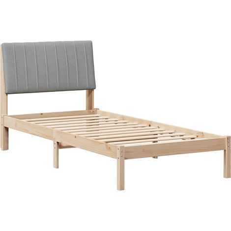 Bed Frame with Headboard Brown 90 x 200 cm Solid Pine Wood vidaXL (1/5)