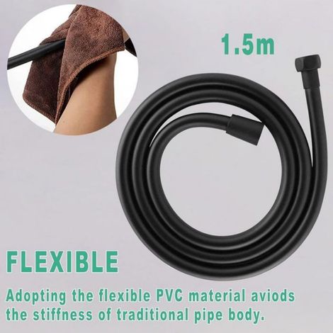Flexible de douche - Anti torsion Insert laiton - Douche - Noir 1.5m 1 2" (1/5)