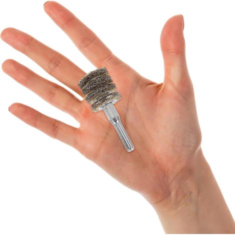 Brosse Métallique pour Perceuse Forme Ronde en Acier 4 Couches, Diamètre 25mm, Manche 6mm, Nettoyage et Élimination Rouille sur Métal et Bois (1/5)