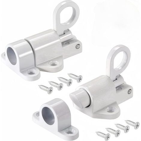 Set di 2 serrature a molla di sicurezza per porte, in lega di alluminio con viti, adatte a porte in legno, finestre e ante di armadi (bianche).