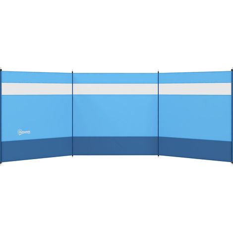 Beyamis Windschutz mit Sichtfenster und Tragetasche, Stahlstangen, 440 x 140 cm, Blau
