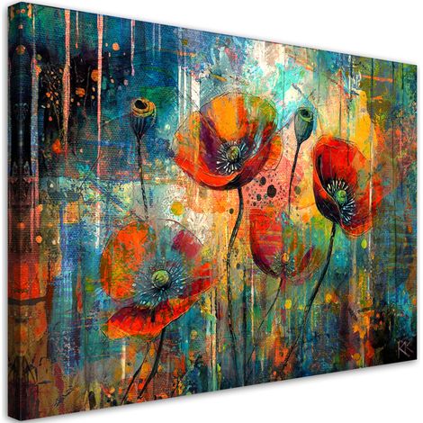 Tableau sur toile Tableau sur toile Fleurs abstraites de coquelicots 60x40 (1/5)
