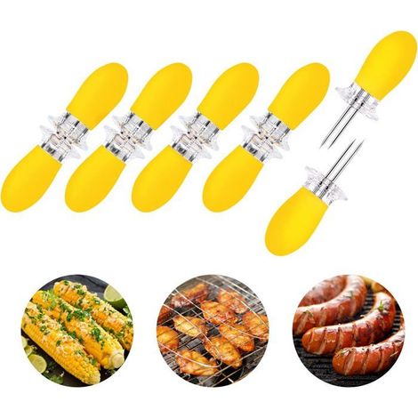 10 pinces à maïs en acier inoxydable, poignées silicone anti-brûlure, accessoires barbecue et pique-nique (1/5)
