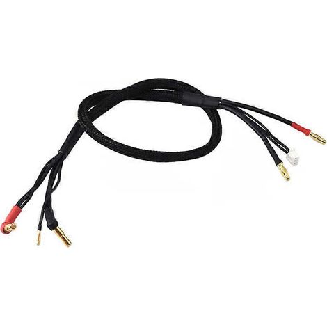 Câble de charge équilibré 2S avec fiches bananes 2 mm, connecteurs multiples 4 et 5 mm, fil noir 12 AWG, longueur 600 mm