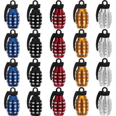 20 Pcs Universal Tire Valve Dust Caps Air Valve Covers for Car Truck Bike Motorcycle Scooter - Red Black White Blue Yellow (1/5)