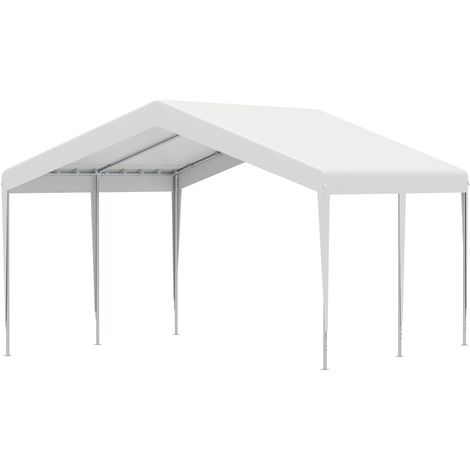 Tragbare 4x4m Garage mit UV-, Regen- und Windschutzdach für Fahrzeuge, Hochzeiten und Partys – Weiß