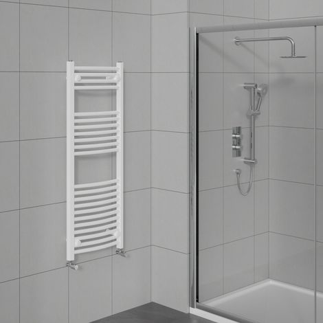 Curved Heated Towel Warmer Bathroom Radiator White 1200x500mm (1/5)