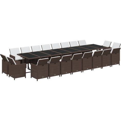 Set da Pranzo per Giardino 21pz con Cuscini Polyrattan Marrone vidaXL (1/4)