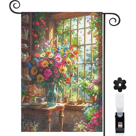 Drapeau de jardin décoratif décoration extérieure toile épaisse double face 30 x 45 cm pour jardin maison (1/5)