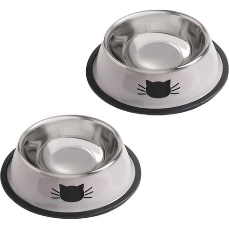 Set di 2 ciotole antiscivolo in acciaio inox per cani e gatti. (1/5)