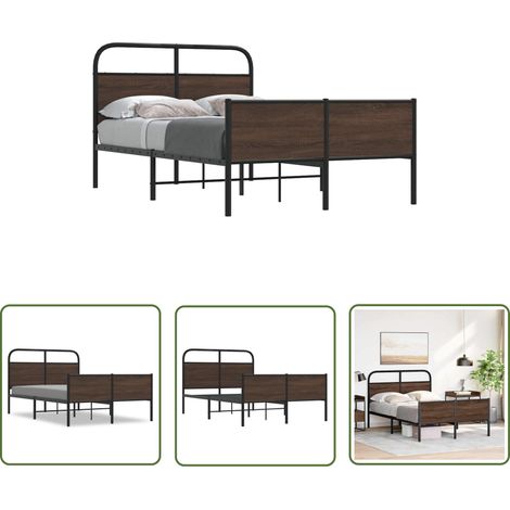 vidaXL Cadre de lit sans matelas 135x190 cm chêne marron (1/5)