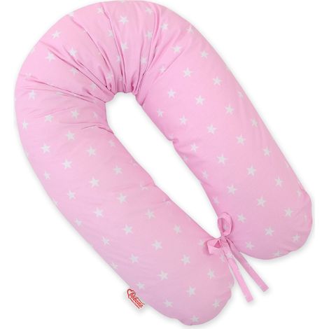 Almohada de embarazo más larga para dormir embarazadas + Funda extraíble - Estrellas en rosa (1/5)