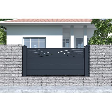 Casanoov – Panneau de clôture aluminium gris 1,9m H.90cm – Design graphique semi-ajouré – Panneau décoratif motif 'Nature'
