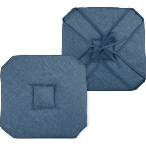 Galette de chaise italienne et unie Bleu Foncé 40x40 cm