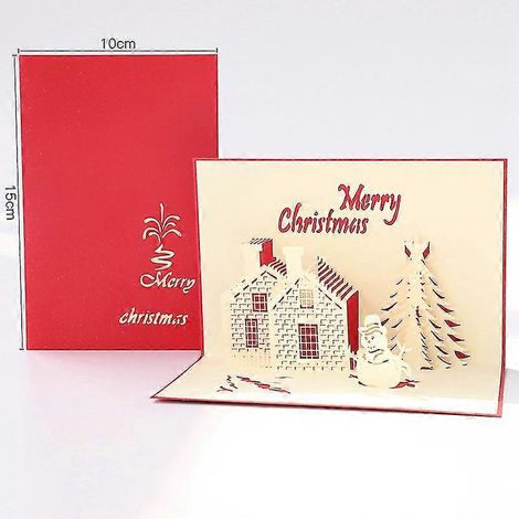 Weihnachtskarte, 3D-Weihnachtskarte, originelles und optimistisches Geschenk, Neujahrsgeschenk (Burg 10 x 15 cm)