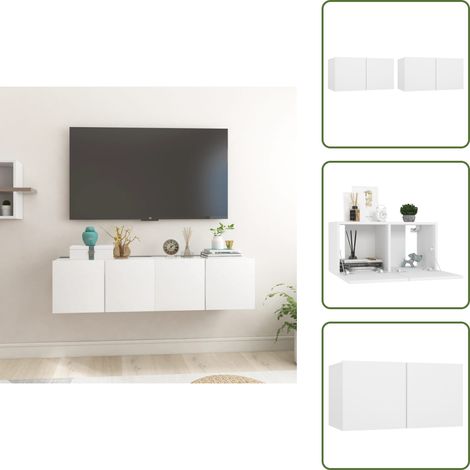The Living Store Meubles TV suspendus 2 pcs Blanc 60x30x30 cm - Meuble murale (1/5)
