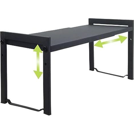 1 Ausziehbares Regal – Arbeitsplatten-Organizer – Verstellbarer Metallrahmen – Für Küche, Büro, Badezimmer – Schwarz – 33 x 66 cm (1/5)