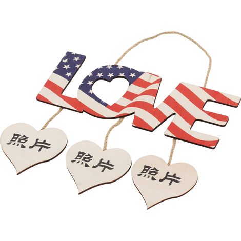 Décorations du 4 juillet à faire soi-même : panneau en bois composite, motif colorblock en forme de LOVE, thème festif, pour la fête de l'Indépendance. (1/5)