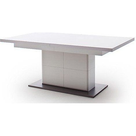 Table à manger extensible en bois coloris blanc mat - L.180-280 x H.77 x P.100 cm -PEGANE- (1/2)
