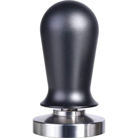 Prensador de café espresso de calidad profesional, 51 mm, base plana, acero inoxidable 304, inoxidable, mango ergonómico negro. (1/5)