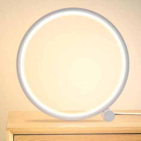 LED-Nachttischlampe, berührungsempfindliche Tischleuchte, dimmbar, 3 Farben, 10 Helligkeitsstufen, modernes rundes Design, Metallmaterial, Leselampe fürs Schlafzimmer