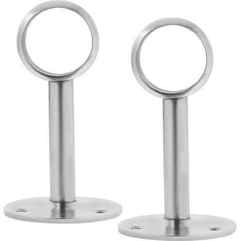 Support de tringle à rideau de douche UPKOCH en acier inoxydable (lot de 2) avec bride de fixation, design rond peu encombrant (1/5)