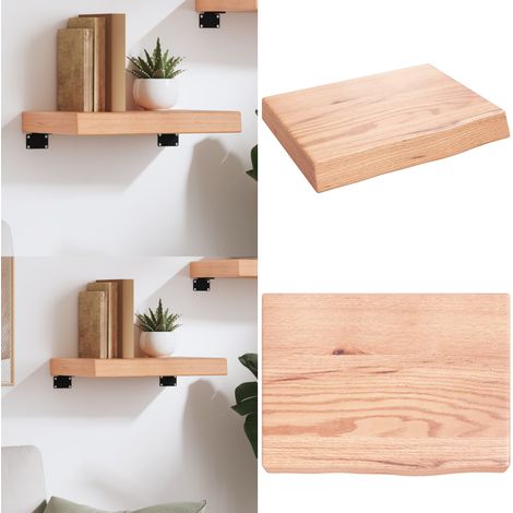 Wandregal Hellbraun 40x30x(2-6) cm Massivholz Eiche Behandelt - Wandregal - Eichendielen - Holzmöbel - Rustikal - Deko Regal - Home & Living (1/5)