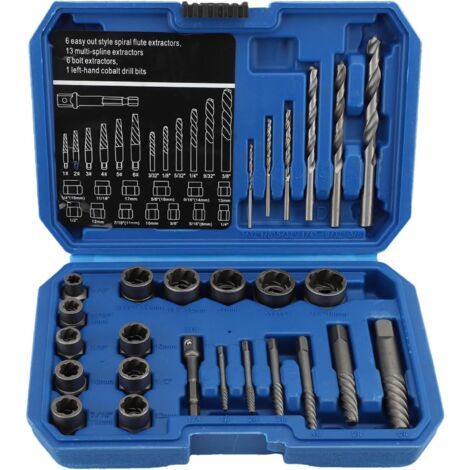 Ensemble de 26 extracteurs de vis et écrous antivol – Acier 40Cr trempé – Pour boulons cassés et écrous endommagés – Compatible avec clés à fourche (1/5)