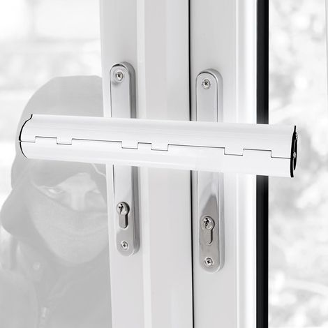 Double Door Handle Security Lock – No Drill Patio & French Door Lock for Double Handles, Visible Anti-Intruder Deterrent, Tool-Free Installation, White (1/5)