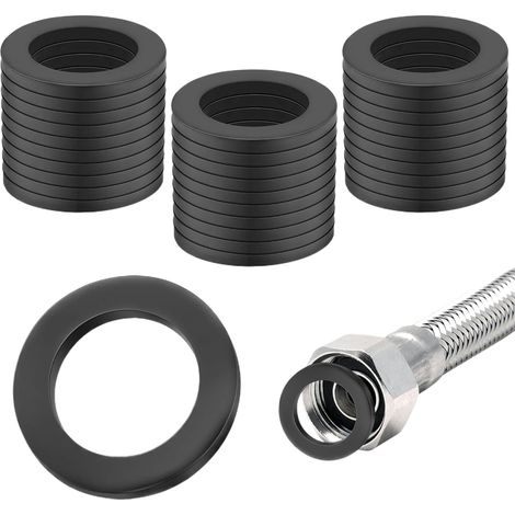 Lot de 30 joints d'étanchéité sanitaires - 3/4" - Joint en caoutchouc noir - Joint de robinet - Rondelles d'étanchéité pour pommeau de douche - Joint d'évier - Pompe de piscine (1/5)