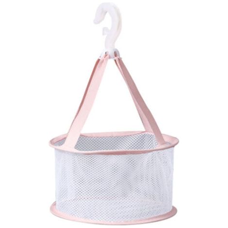 Pair Panier de Rangement pour Éponges à Maquillage, Filet Séchage Brosse à Maquillage, Organisateur Suspendu Rose 20cm