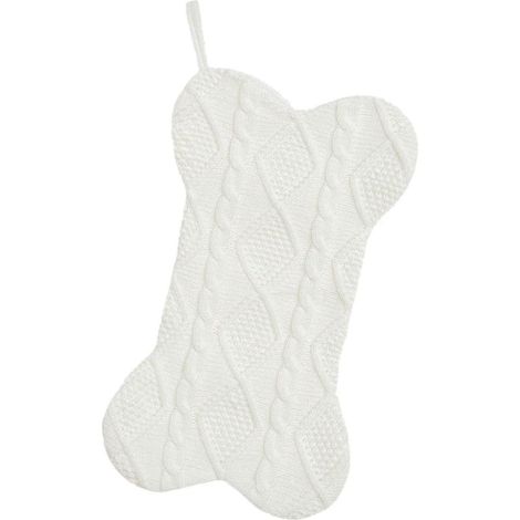 Décorations de Noël tricotées à suspendre, chaussettes de Noël pour animaux, chaussettes de Noël pour chien pour les fêtes de fin d'année à la ferme ou en famille-white