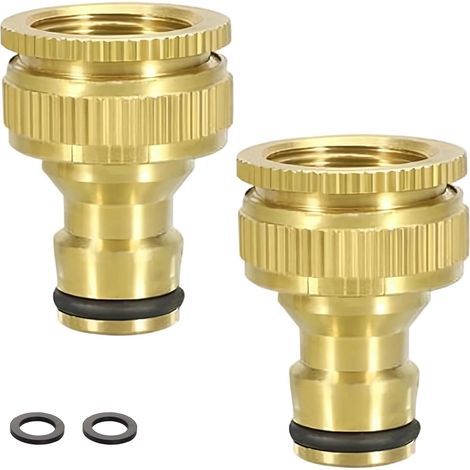 2 Pièces Adaptateur Robinet Tuyau Arrosage, 3/4" et 1/2" Connecteur Laiton en 1 Raccord Rapide de Fileté, pour Lave-Linge Tuyaux D'arrosage -