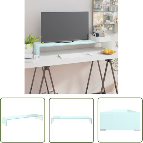 The Living Store Meuble TV/Support pour moniteur 100x30x13 cm verre vert - Meubles Tv - Support Tv - Stand Tv - Meuble Tv En Verre - Support Ecran (1/5)