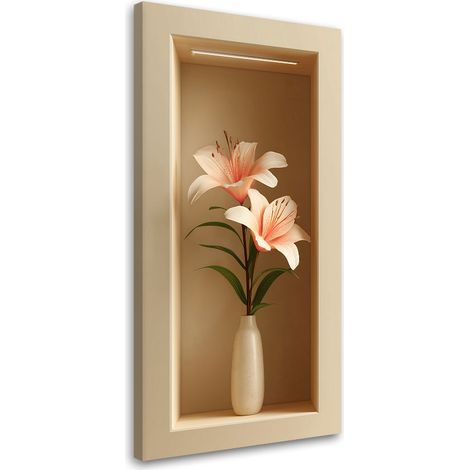 Tableau déco Fleurs dans un vase dans un renfoncement 3D 50x100 (1/4)