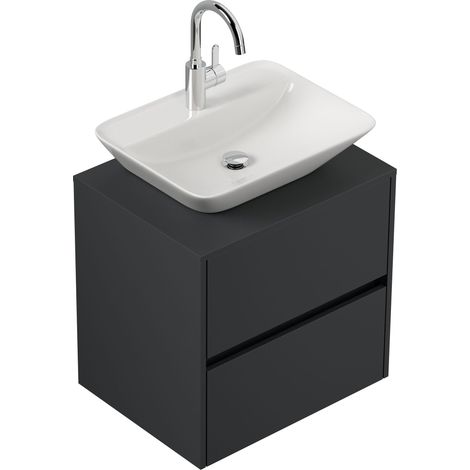 Badmöbel Taifun 60cm mit modernem Aufsatzwaschbecken grafit