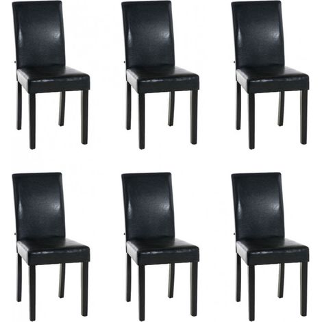 6er Set Esszimmerstuhl Ina Kunstleder schwarz schwarz (1/5)