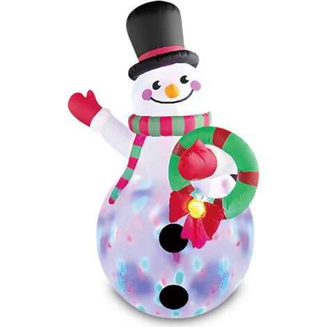 Bonhomme de Neige Gonflable de Noël de avec lumires LED Rotatives Colores, Decoration Noel Exterieur Gonflable avec Guirlande pour Jardin, Pelouse, Vacances deNoël (1/5)